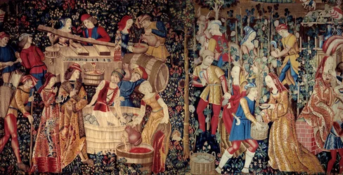 The harvest. Tapestry of the Netherlands, beginning of the 16th century. Paris, Musee De Cluny