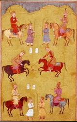 Islamic art: the polo game, Persian miniature from 