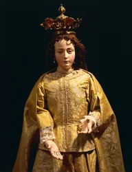 Richly dressed statue of the Immaculate Conception, used in procession