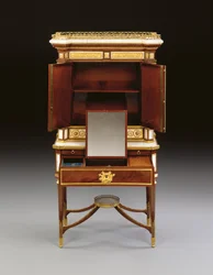 A Russian Ormolu-Mounted White Marble and Mahogany Bonheur du Jour, c.1790