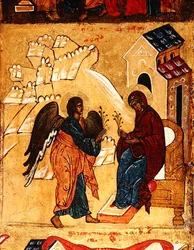 Icon depicting the Annunciation (detail)