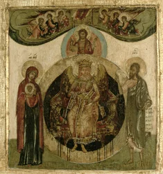 Russian Icon of Sophia, The Holy Wisdom, Enthroned in the Form of a Fiery Winged Angel