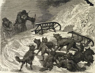 Siberia. Sleigh overturned
