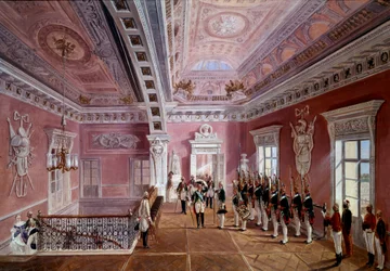 Taking Up the Guard in the Upper Vestibule of Pavlosk Castle in the Presence of Paul I