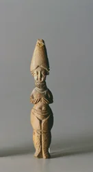 Figurine with a tall hat, from Susa, Iran, 4th-6th century AD