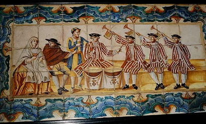 Azulejos tiles depicting trumpeters and a drummer