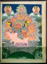 One of 12 drawings depicting Tibetan deities by a Tibetan artist, probably at Lhasa