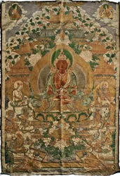 Amitabha (Buddha of the Pure Land) - Tibetan Painting, Pigments and Gold on Textile, End of 19th Century