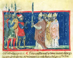 Codex Correr I 383 Pope Alexander III Presents the Sword to Doge Sebastiano Ziani