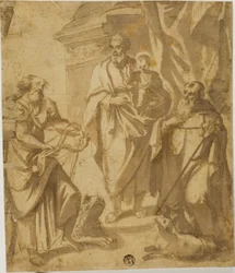 Saint Joseph and Christ Child, with Saints Mark and Anthony