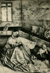 Madonna and child in an interior