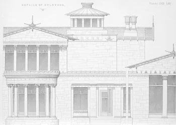 Exterior detail view of Holmwood, Glasgow