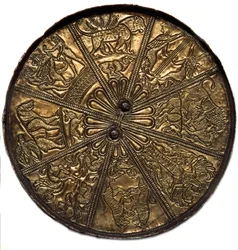 Scythian art: silver mirror covered in gold from the tumulus n°4 of Kelermes, Krasnodar region to Kuban in Russia (650-620), 7th century BC