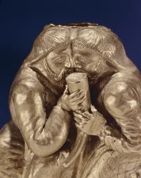 Plaque depicting two Scythians sharing a drink (detail)