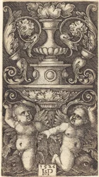 Double Cup with Two Genii Riding on Dolphins