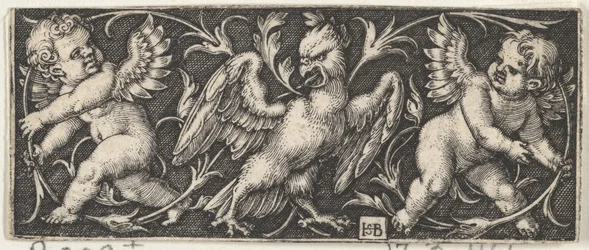 Horizontal Panel with an Eagle Flanked by Two Genii