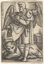 Plate 2: Saint Mark, his head turned in profile to the left, with an open book in his right hand