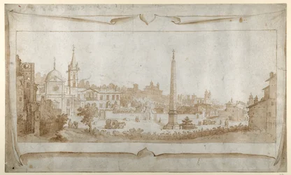 Design for a Frontispiece with a View of Rome inside the Porta del Popolo and a View of the Pincio