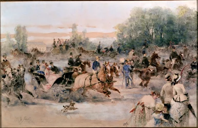 Circulation of carriages on the bastion of Porta Venezia in Milan