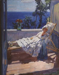 A lady on the balcony