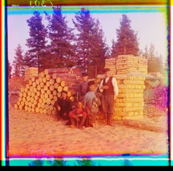 Woodcutters, Svir River, Volga-Baltic Waterway, Russia