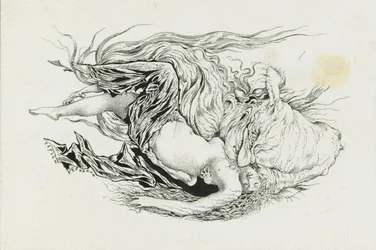 Chernomor and Lyudmila. Illustration to the poem Ruslan and Lyudmila by A. Pushkin