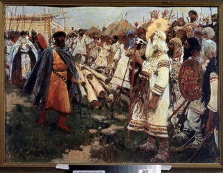 Christianity and Paganism. Christianization of Ukraine - Allegory of Two Religions Facing Each Other