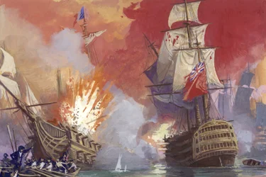 British Naval Battle with the French During the Napoleonic Wars