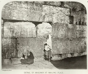 Exterior of Haram-Ash-Sharif, detail of masonry at Wailing Place, c.1864-65 (detail)