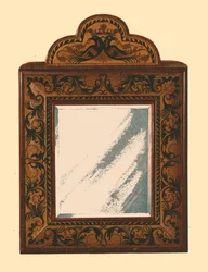 Mirror with walnut frame with inlaid marquetry