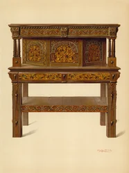 Oak Standing Buffet, Property of Edward Quilter