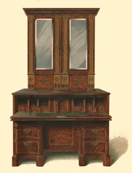 Walnut Inlaid Writing Cabinet, 1905