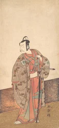 The Actor Ichikawa Danjuro V Standing Inside of a House and in Front of an Engawa