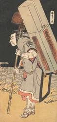 The actor Nakamura Nakazo as a rokuju-rokubu pilgrim to Buddhist temple, ca. 1780