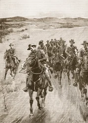 On the track of Lobengula, 1893, illustration from 