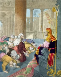 Joseph Receiving the Homage of his Brethren, from a bible printed by Edward Gover, 1870s