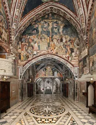 View of the Upper Chapel Covered with Frescoes from the School of Siena, Monastery of St. Benedetto, Subiaco, Rome, Italy
