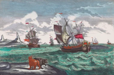 Whaling fleet off Greenland in the 18th century