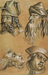 Studies of Four Heads for a Passion Series