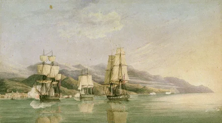 Attack on Convoy of Eighteen French Merchant Ships at Laigrelia and Alassio, 27 June 1812, Early 19th Century