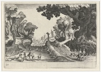 Forest Landscape with a Cross Along a Path