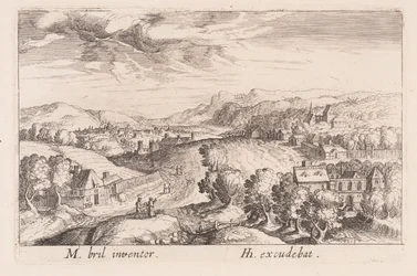 Hilly Landscape with Three Couples, from Topographia Variarum Regionum