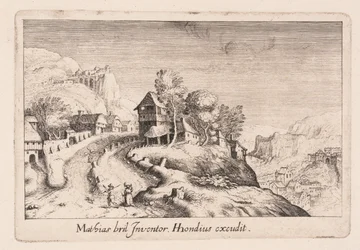 Landscape with a Path up a Mountain through a Village, from Topographia Variarum Regionum