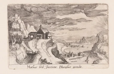 Landscape with a River Valley and a Church on a Hill, from Topographia Variarum Regionum