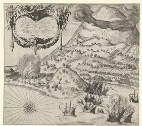 Victory of the Dutch over the Portuguese at Tidore (left plate), 1605