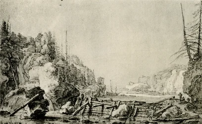 Landscape with a River Between Mountainous Banks