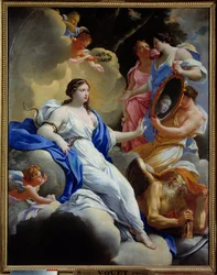 Prudence, Love and the Graces. Painting by Simon Vouet (1590-1649), 1645. H. 1.16 x 0.9 m, Montpellier, Musée Fabre
