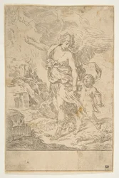 A guardian angel walking with a child, ca. 1640