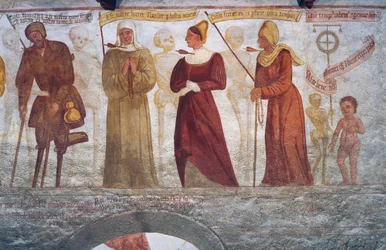 Death with the Lame Man, the Nun, the Young Woman, the Old Woman and the Child (Detail)