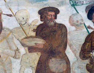 Death with the rich miser (detail)